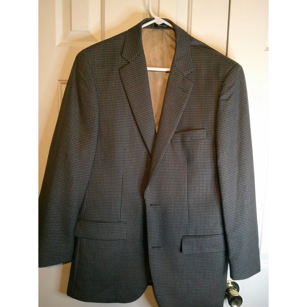 Joseph & Feiss Gold Wool Blazer Houndstooth‎ Classic Fit Sport Coat 40 Long
